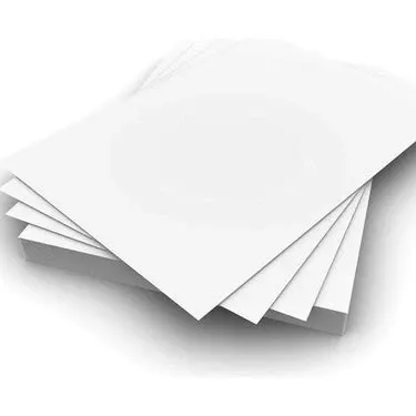 Fanned sheets of white woodfree uncoated paper