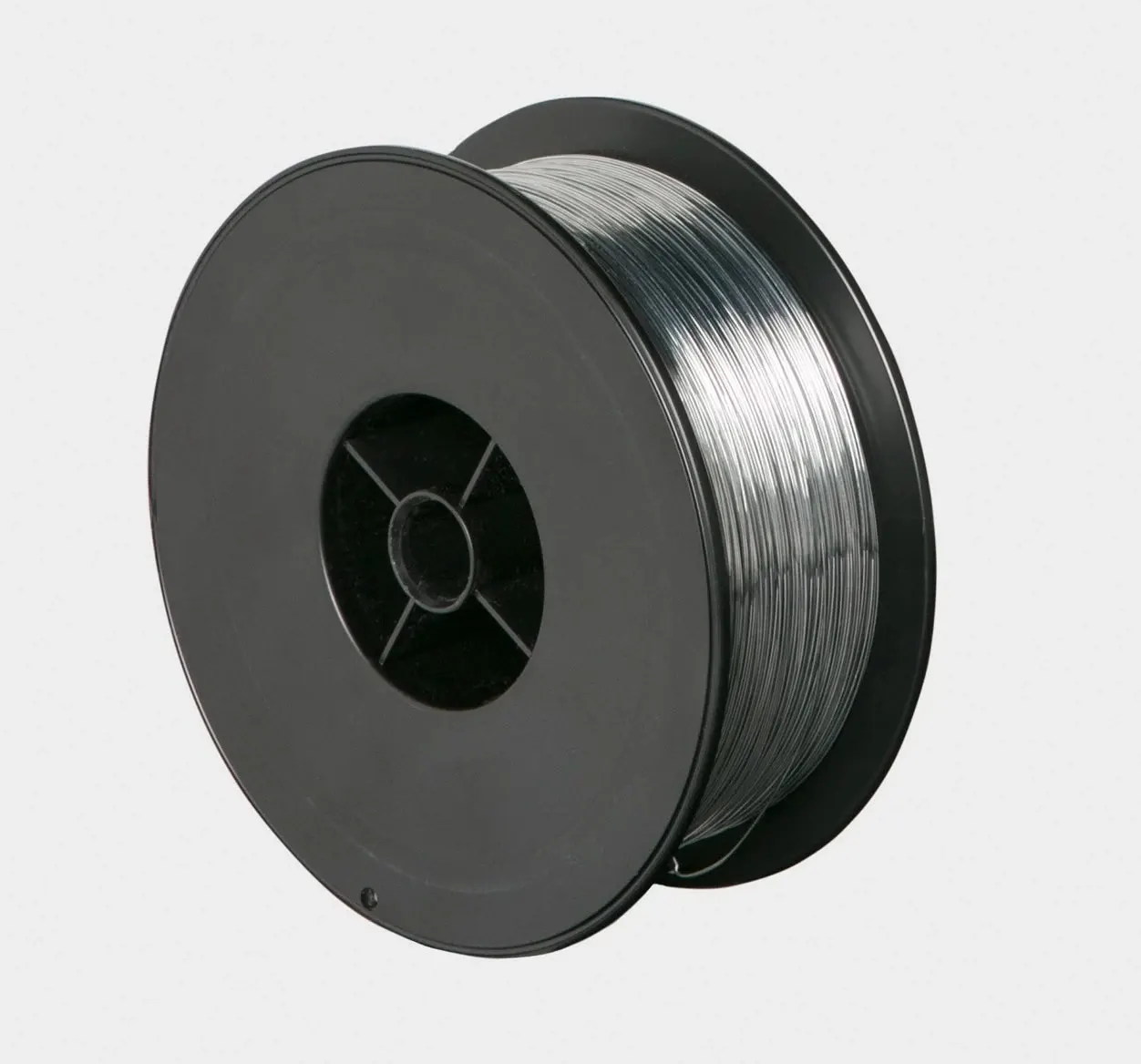 Galvanised stitching wire on a black spool