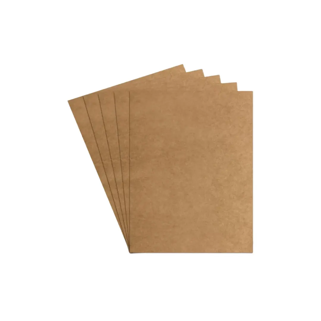 Fanned brown kraft paper sheets