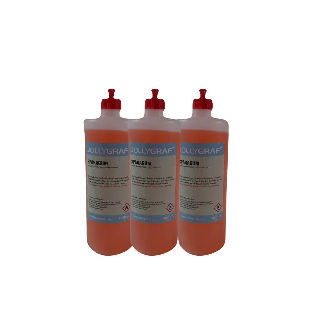 Three bottles of offset printing chemical