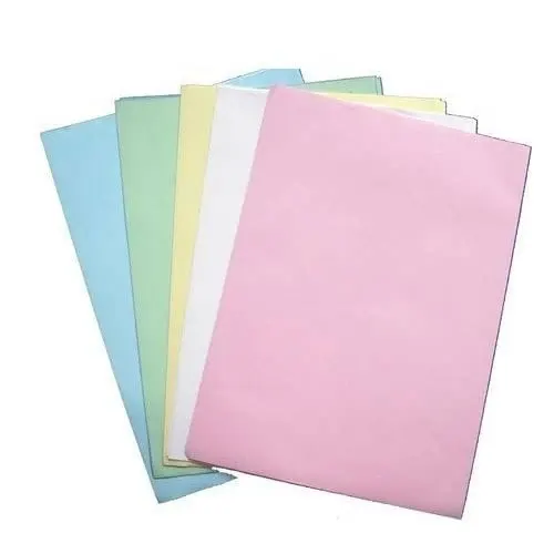 Mavi, yeşil, sarı, beyaz ve pembe otokopi kağıdı tabakaları